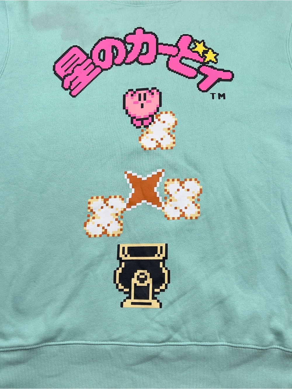 Kirby Nintendo XL Mint Green Graphic Sweatshirt Japanese Y2K Gaming - Picture 2 of 9